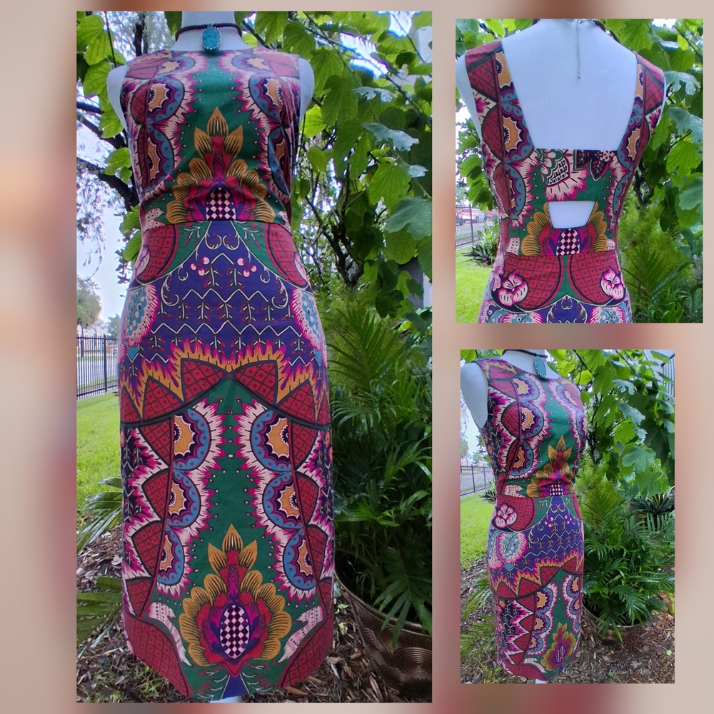 🔥NEW MAEVE ANTHROPOLOGY Vibrant Multicolor Backless Dress Size 0 & FREE GIFT